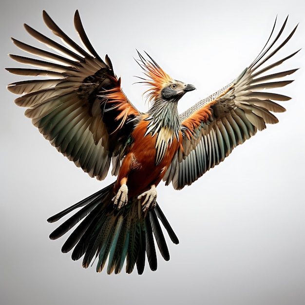 Hoatzin Bird On white background