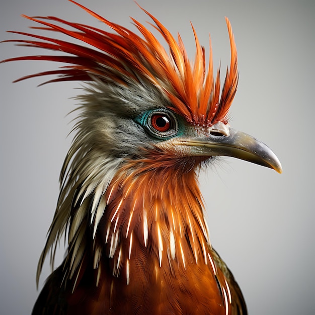 Hoatzin Bird On white background