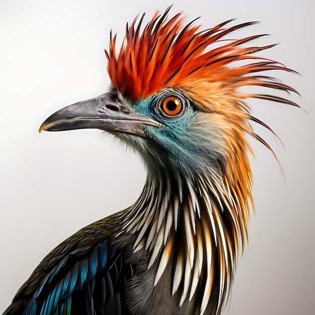 Hoatzin Bird On white background