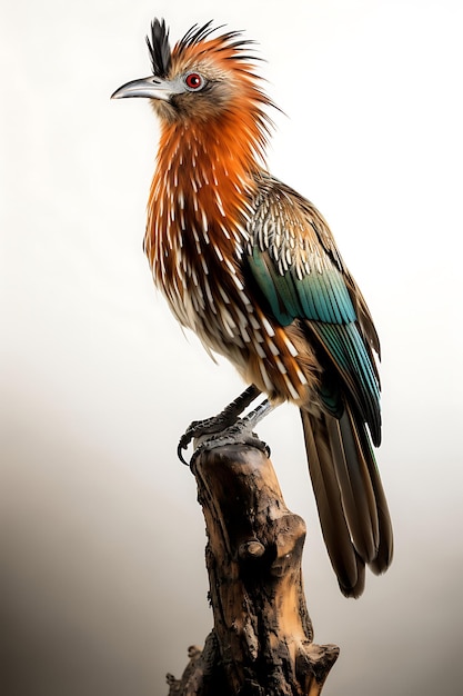 Hoatzin Bird On white background