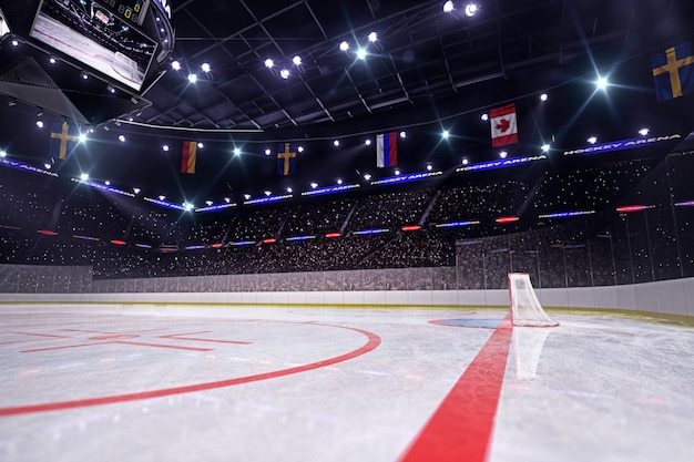 Photo hockey arena 3d render