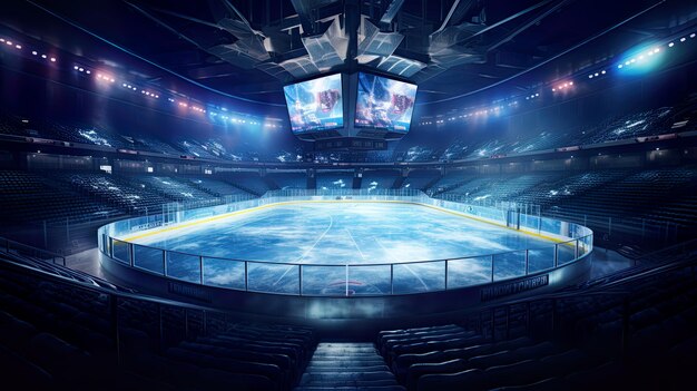 Хоккейная арена освещает холодную красоту ледовой площадки