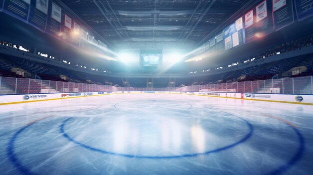 Спортивная арена для хоккея на ледяной площадке Ai Generative