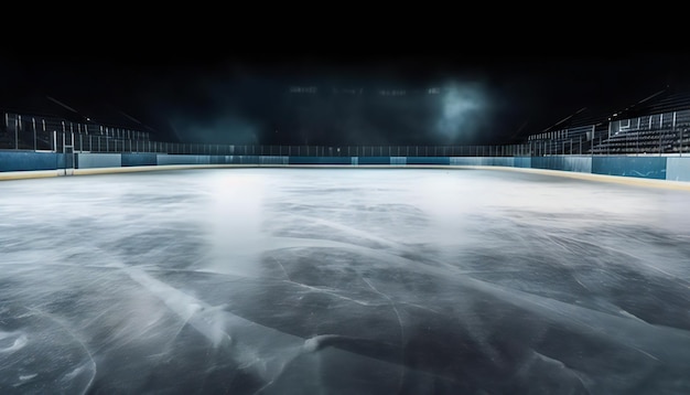 Photo hockey ice rink sport arena empty field stadium generative ai