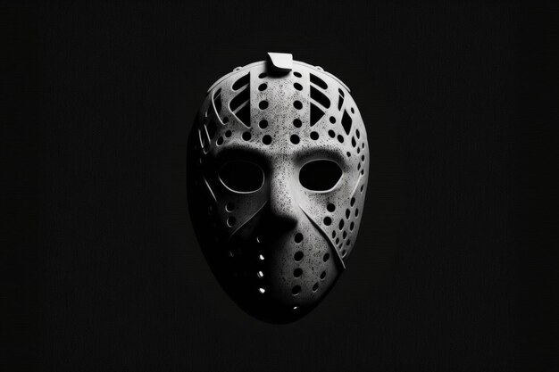 Hockey mask illustration black background Generative AI