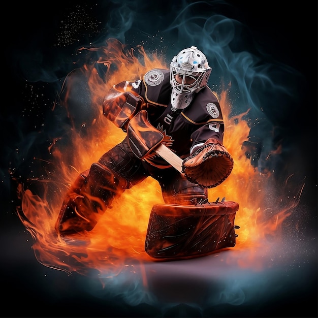 Photo hockey player on fire