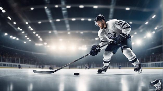 Premium AI Image | hockey player on the ice with the number 3 on his ...