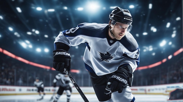 hockey player with the word ice on his jersey