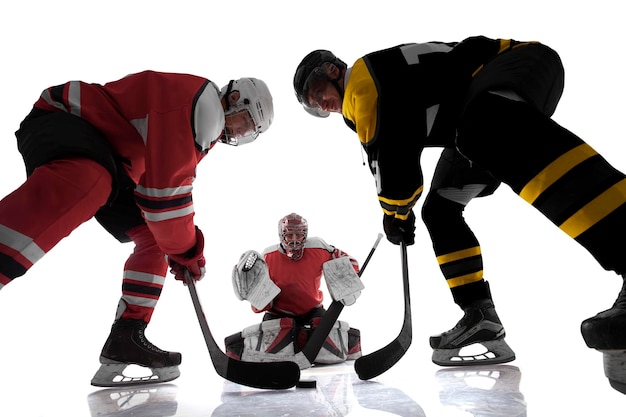 Hockey players isolated on white