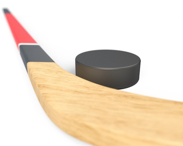 Premium Photo Hockey stick and puck