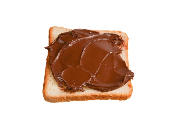 Ð¡hocolate paste sandwich isolated on white background.