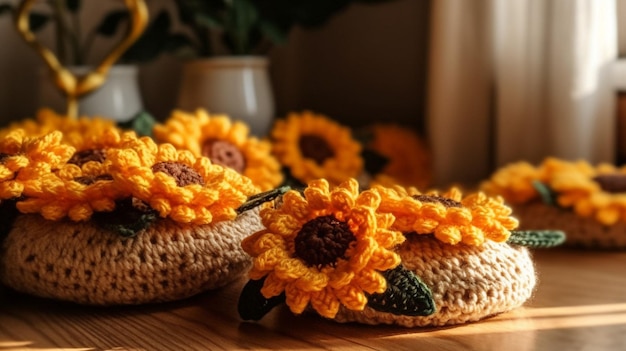 Hoeden haken met het woord zonnebloem erop