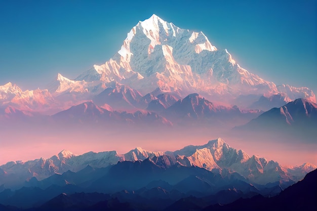 Hoge berg 3D illustratie