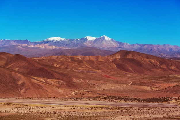 Hoge besneeuwde bergen in Bolivia