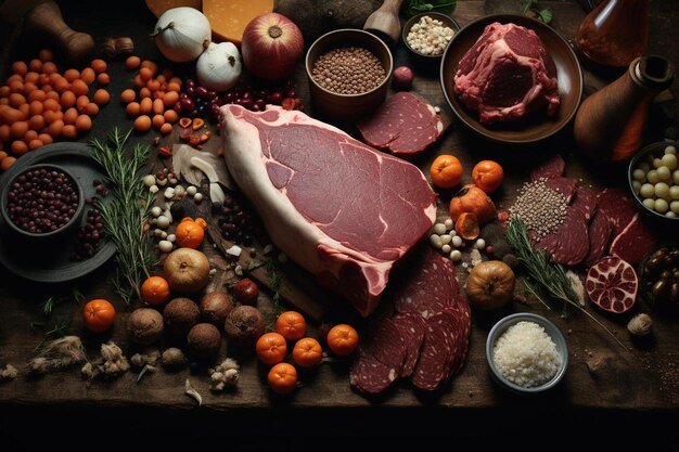 Foto hoge hoek heerlijk eten op tafel stilleven