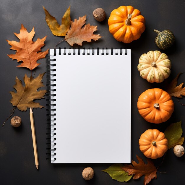 hoge hoek kladblok kalender papier halloween herfst oranje kopie ruimte notitieboekje feestelijke vakantie herfst