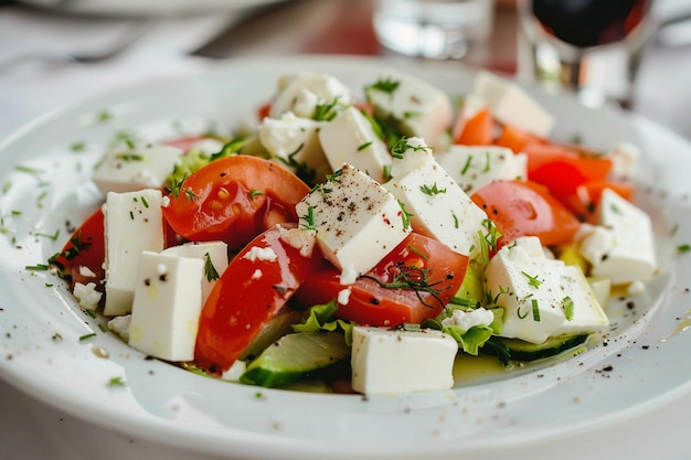 Hoge hoek van gezond gerecht met salade