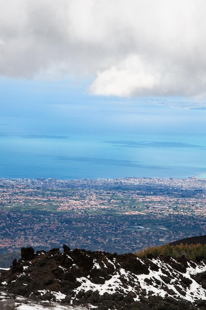 Hoge hoekmening van Catania, de Etna, Sicilië, Italy