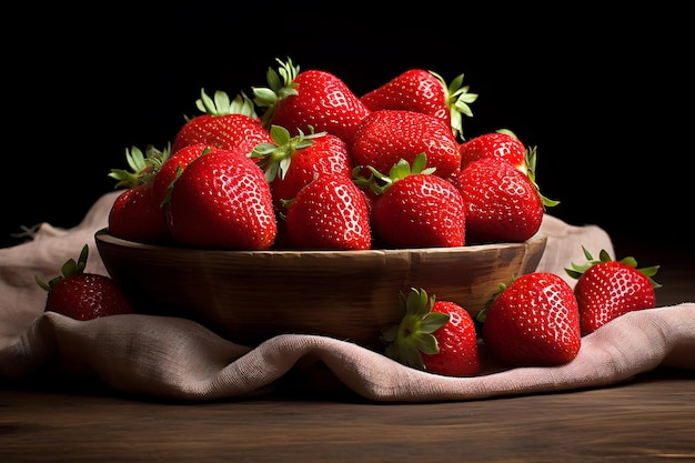 Hoge kwaliteit foto van aardbeien op tafel