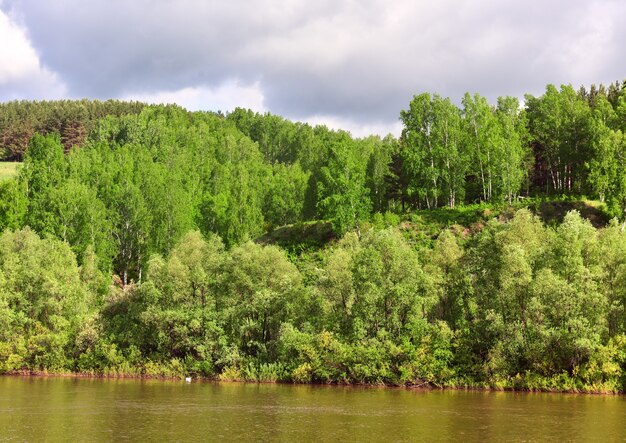 Foto hoge oever van de rivier inya