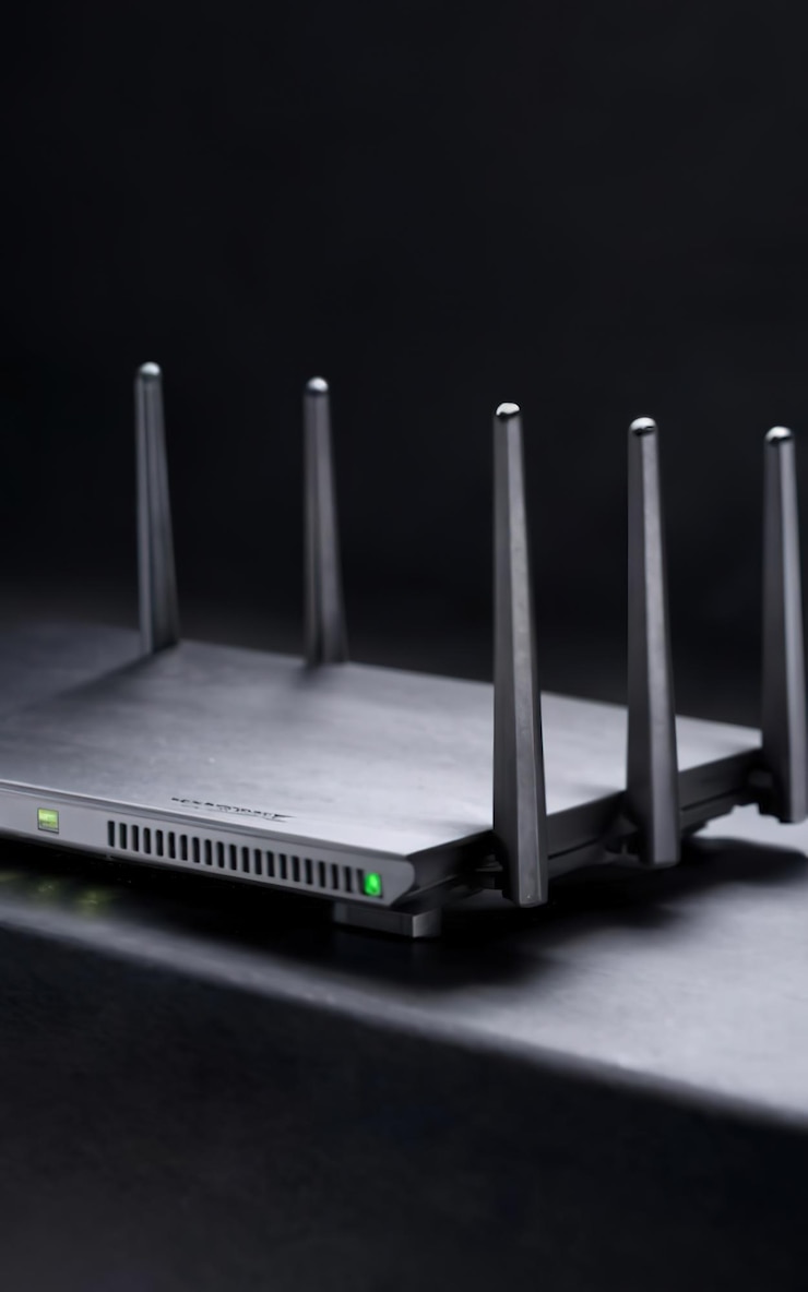 Foto hoge snelheid draadloze router met meerdere verbonden apparaten
