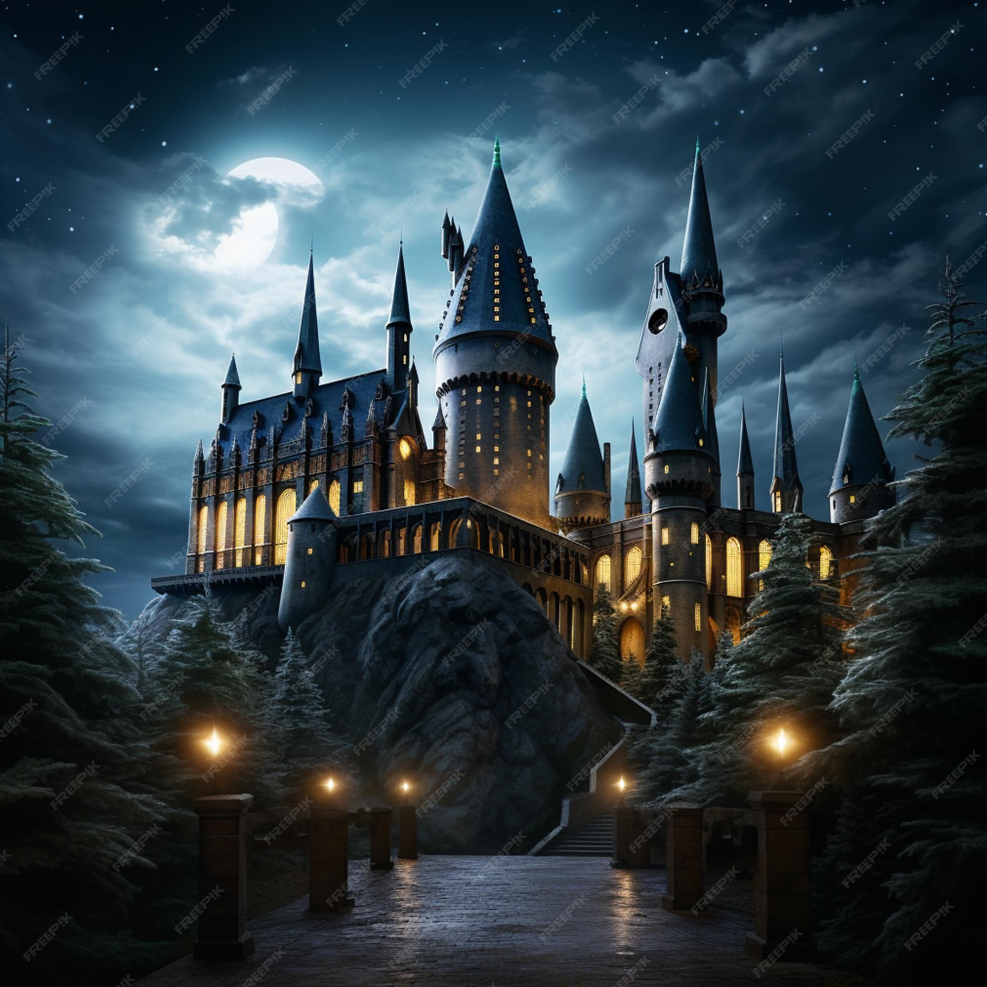 Premium Photo Hogwarts Castle at night Premium Photo Hogwarts Castle at night