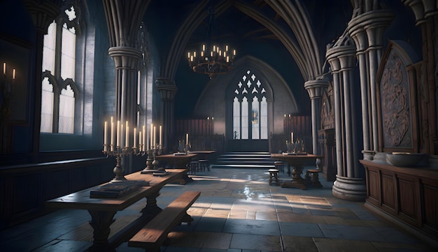 Hogwarts Interior Design Medieval European Interior Design generative ai