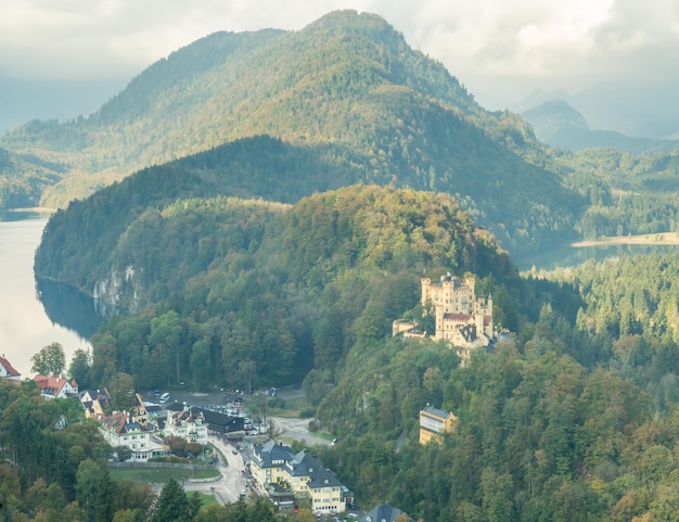 Hohenschwangau castle with lake Alpsee