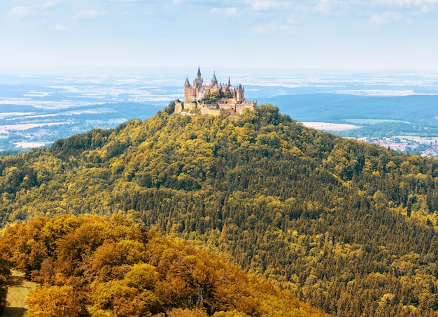 Hohenzollern Castle on mountain top near Stuttgart BadenW Germany