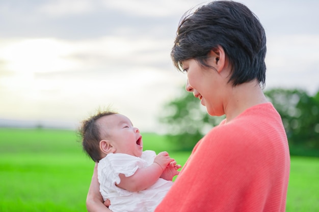 Hokkaido's wide sky earth and parents and children