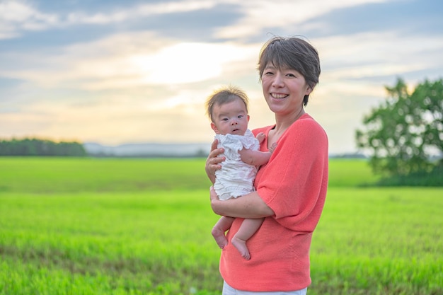 Hokkaido's wijde lucht aarde en ouders en kinderen