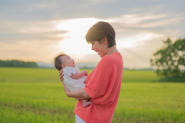 Hokkaido's wijde lucht aarde en ouders en kinderen