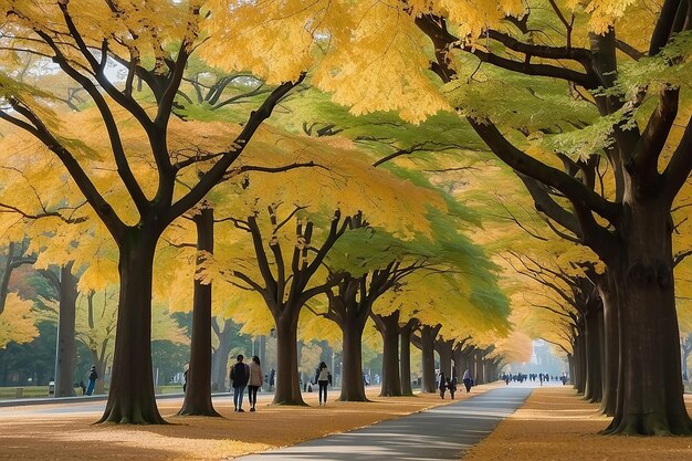 Photo hokkaido university ginkgo avenue captivating japanese autumn