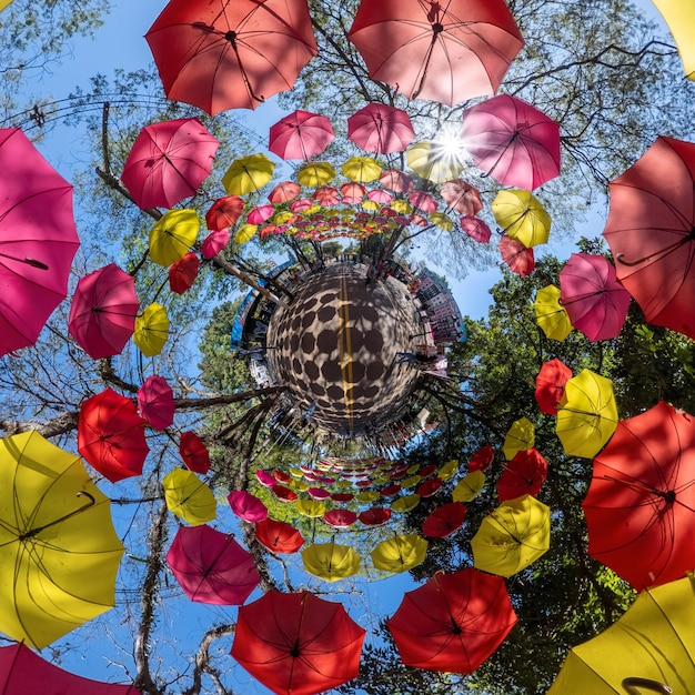 Holambra Sao Paulo Brazil July 24 2023 Alameda Mauricio de Nassau known as the street of umbrellas