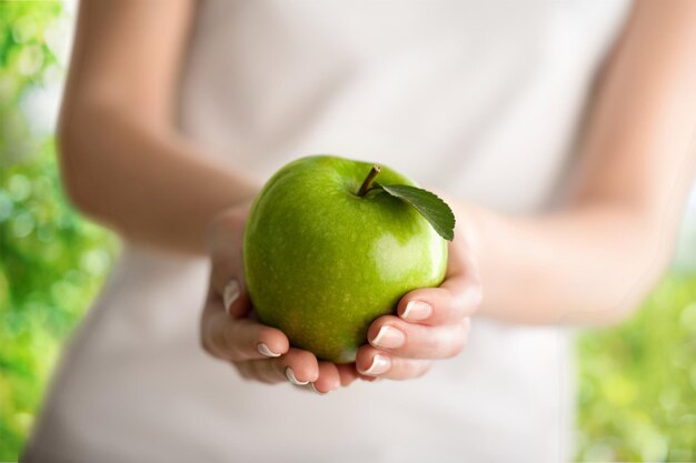 Photo holding apple