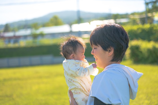 Holding a baby