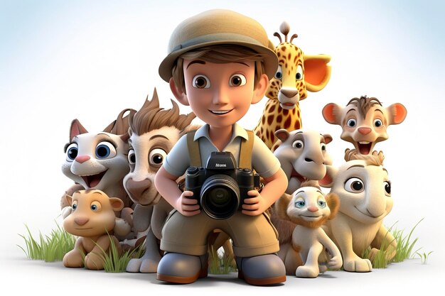 Holding a camera surrounded by wild animals