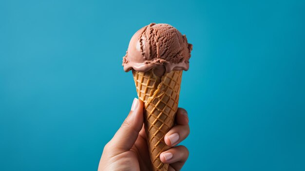 Holding a chocolate ice cream