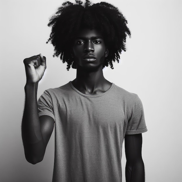 Photo holding fist up isolated on a white background