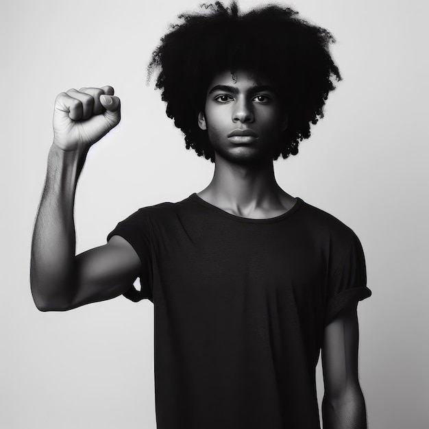 Holding fist up isolated on a white background