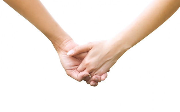 Holding hands couple isolated