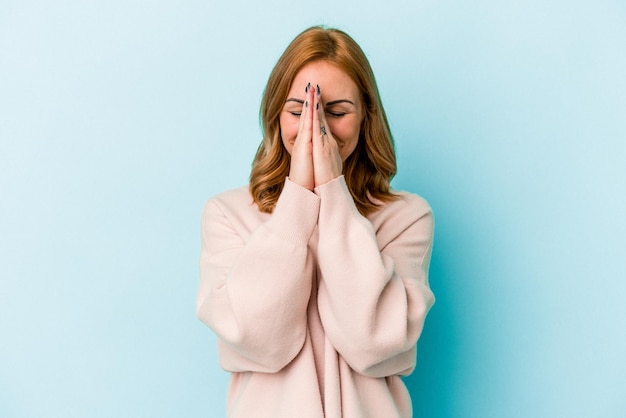 Holding hands in pray near mouth feels confident