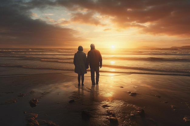 Holding hands and watching the sun set