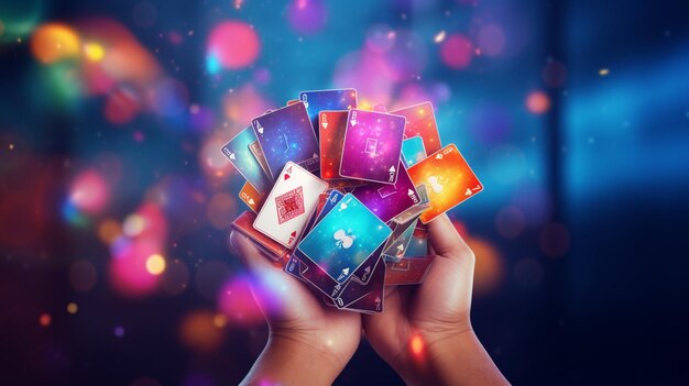 Holding playing cards AI Generated digital art