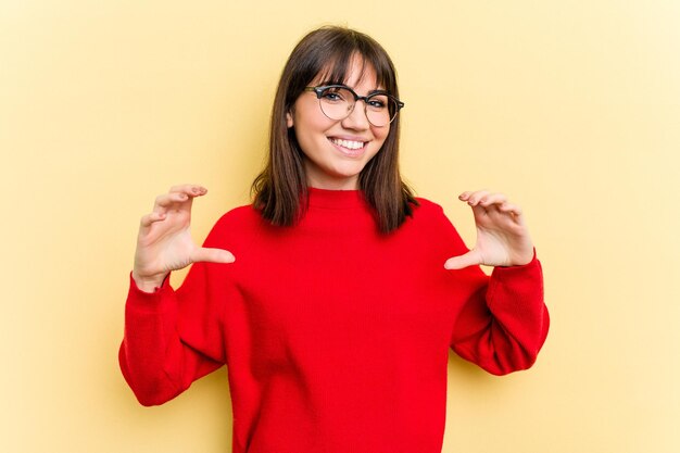 Holding something with palms offering to camera