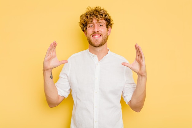 Holding something with palms offering to camera