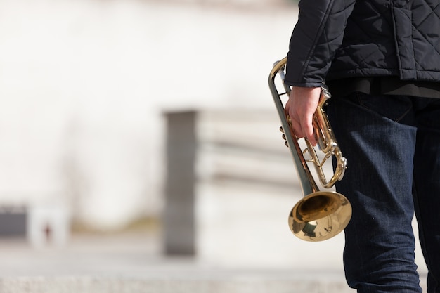 Photo holding trumpet