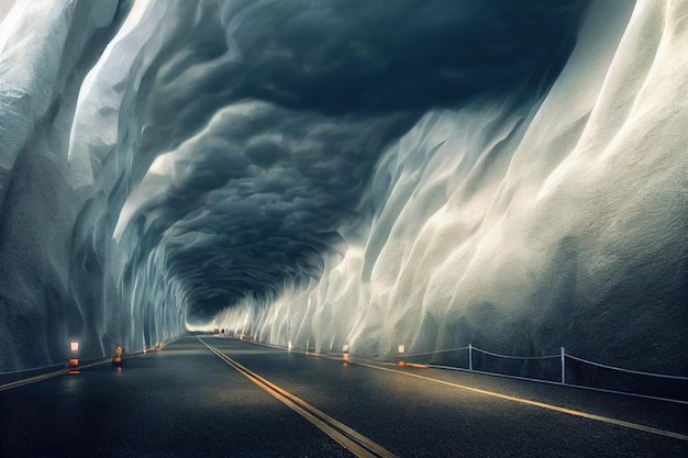 Hole in the Dramatic Clouds 3d rendering Raster illustration