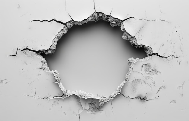 Hole punched through concrete wall great for use as background Hole in the wall