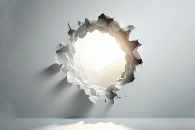 hole in the white wall light from the hole abstract background ai generative